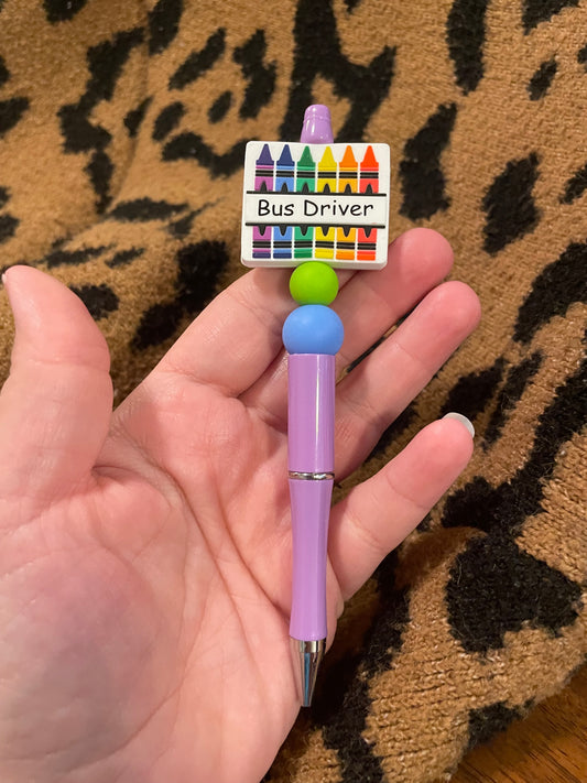 Bus driver purple pen