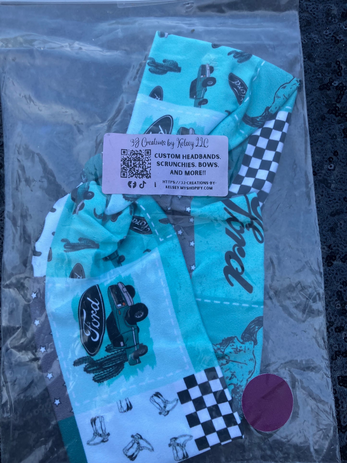 Teal truck child headband