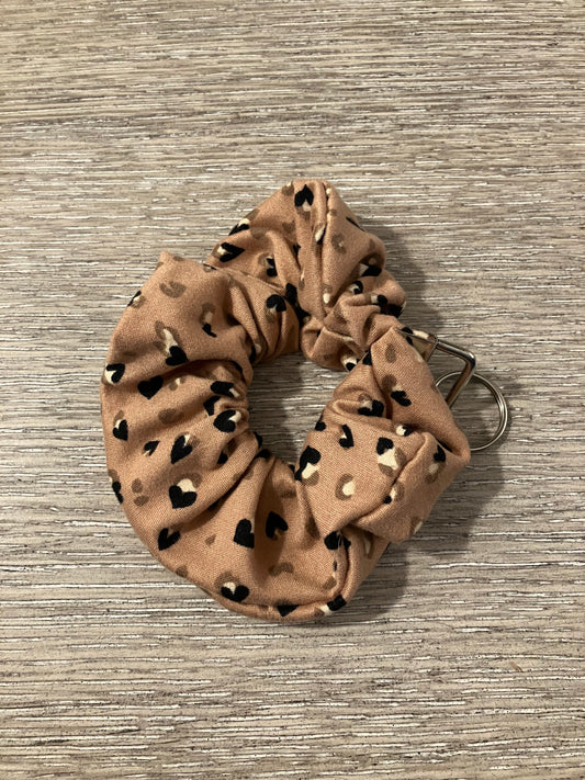 Leopard brown scrunchie keychain