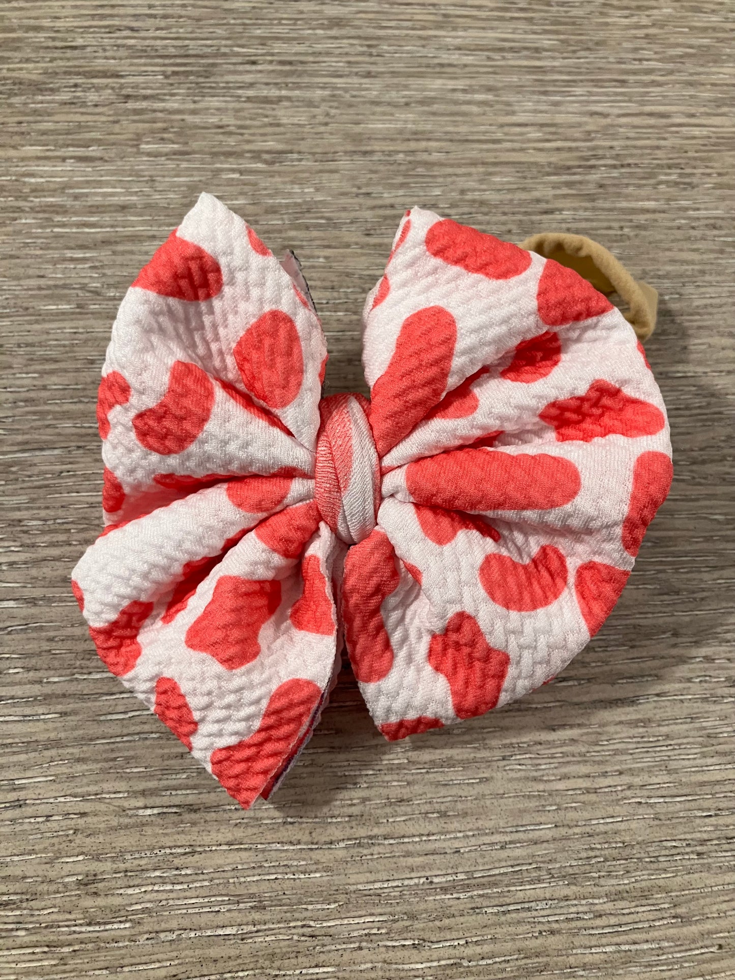 Pink cow nylon bow