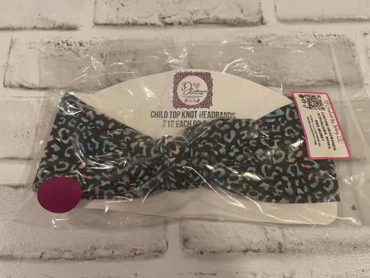 Holographic child leopard tie headbands