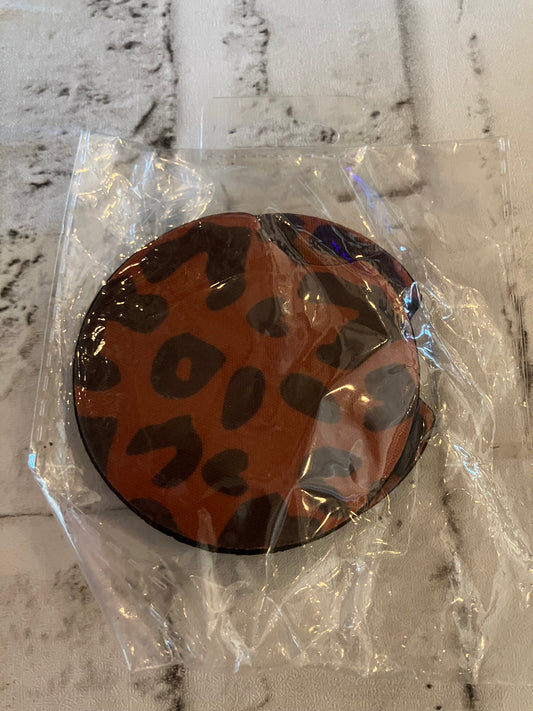 Dark leopard car coasters