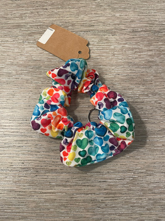 Rainbow hearts scrunchie keychains