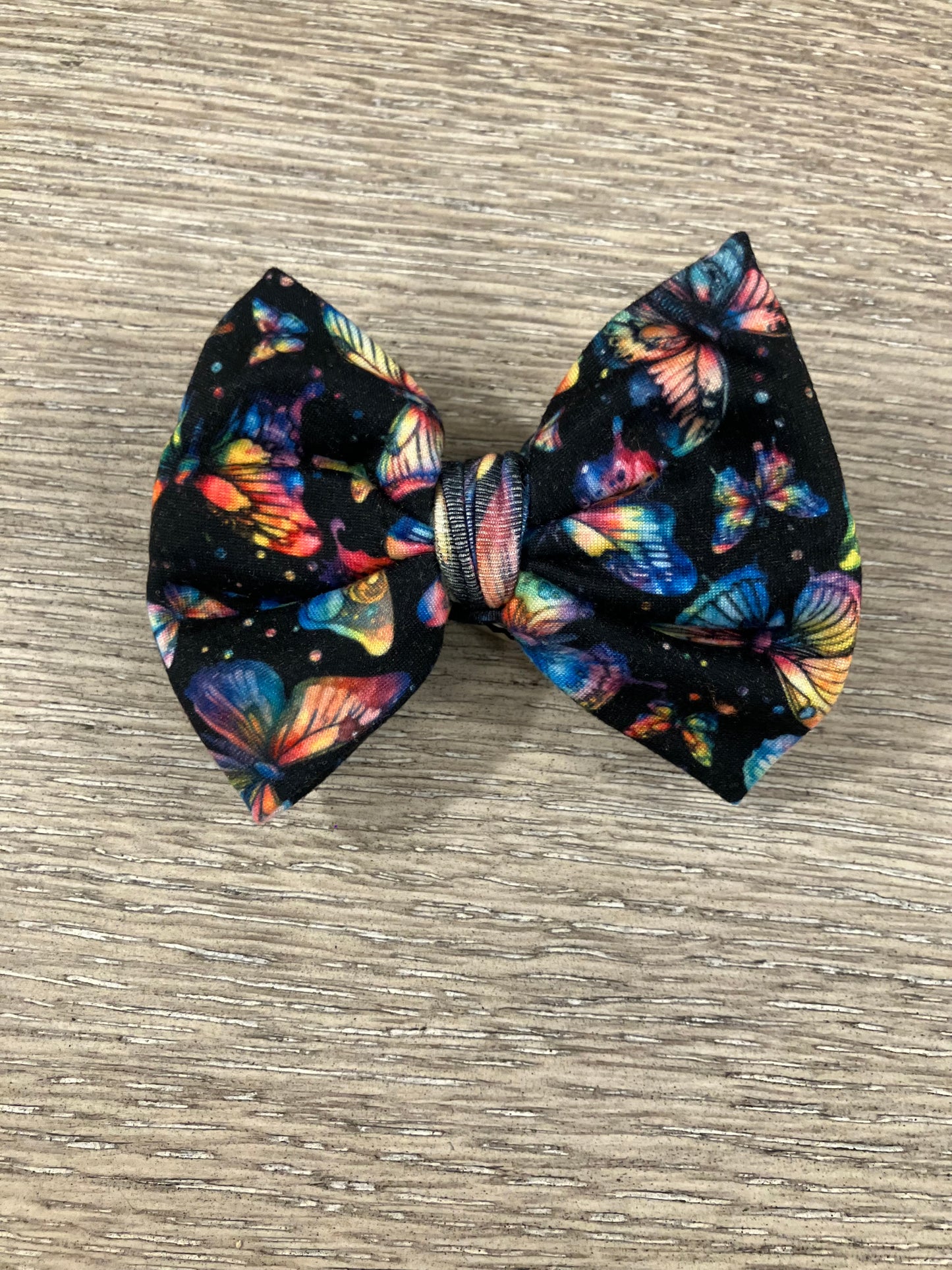 Rainbow butterfly clip bow