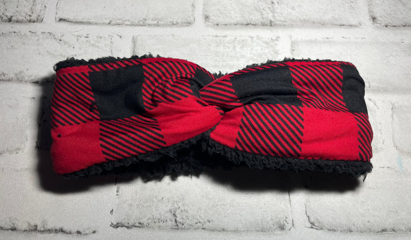 Buffalo plaid  ear warmer child