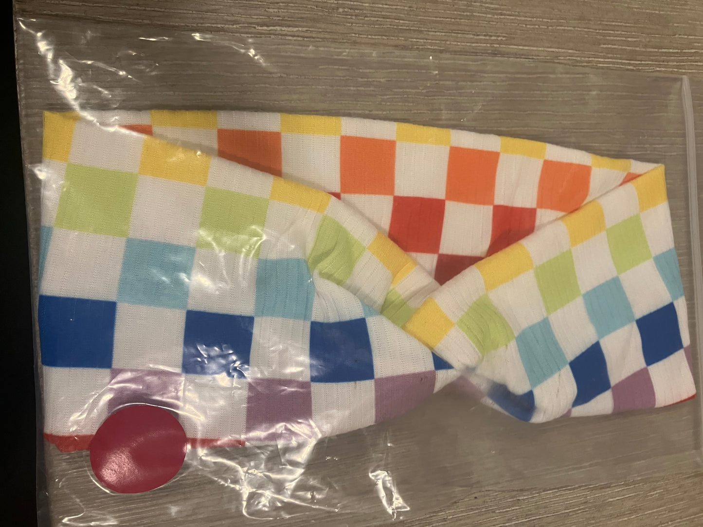 Rainbow checkered child headband