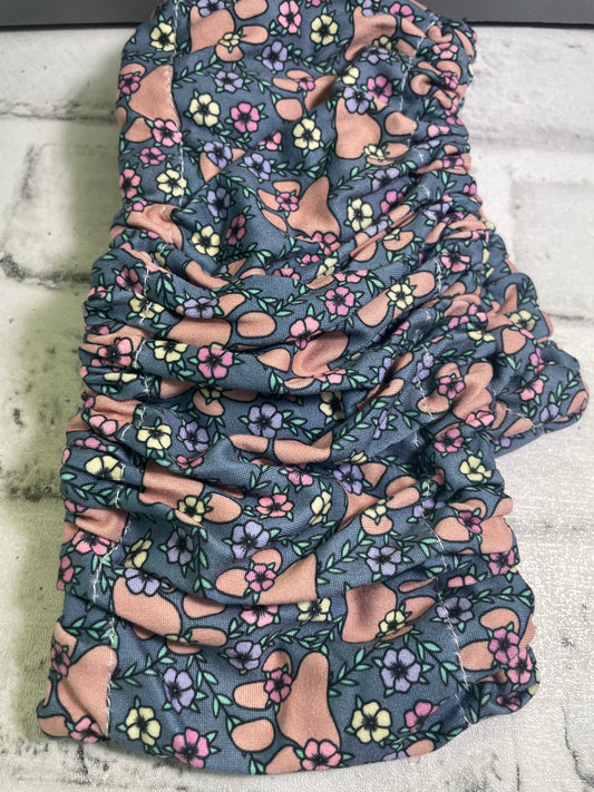 Floral paw print steering wheel cover