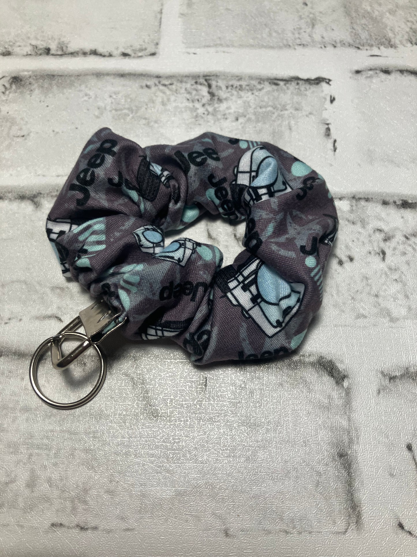 Grey teal off-road scrunchie keychain