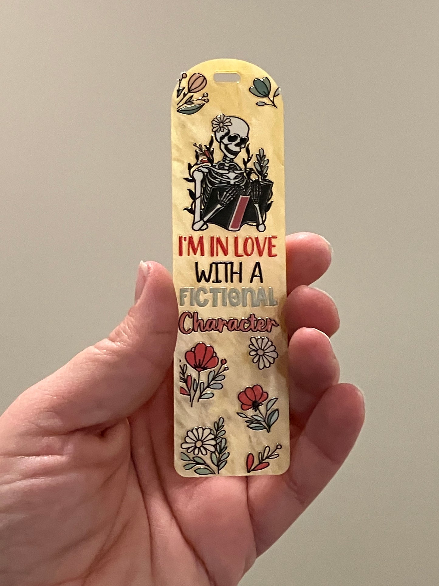 I’m in love with a fictional character yellow bookmark