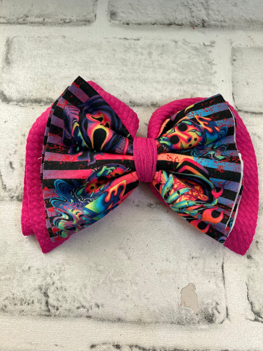 Horror rainbow clip bows