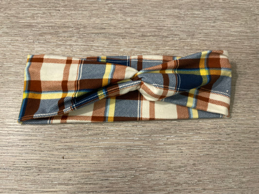 Navy plaid fall adult gently used headbands