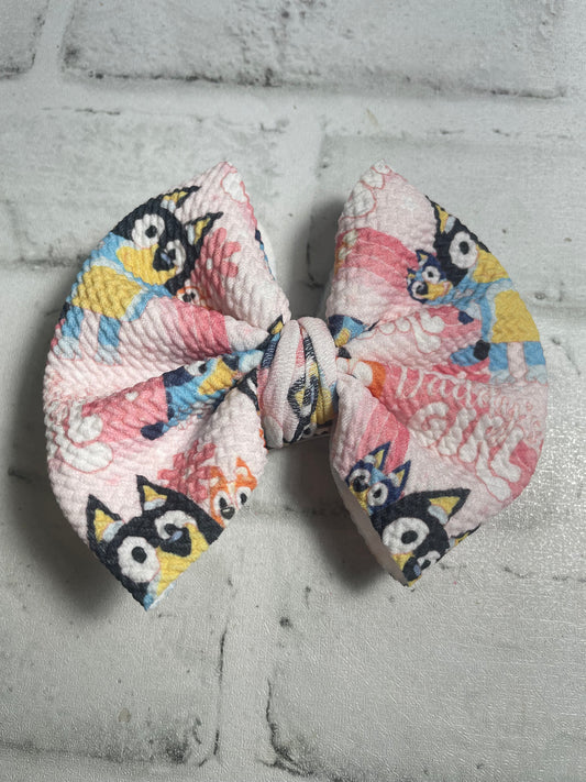 Daddy girl blue dog nylon bow