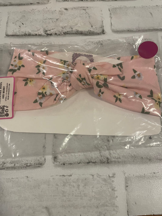 Pink floral child tie headbands