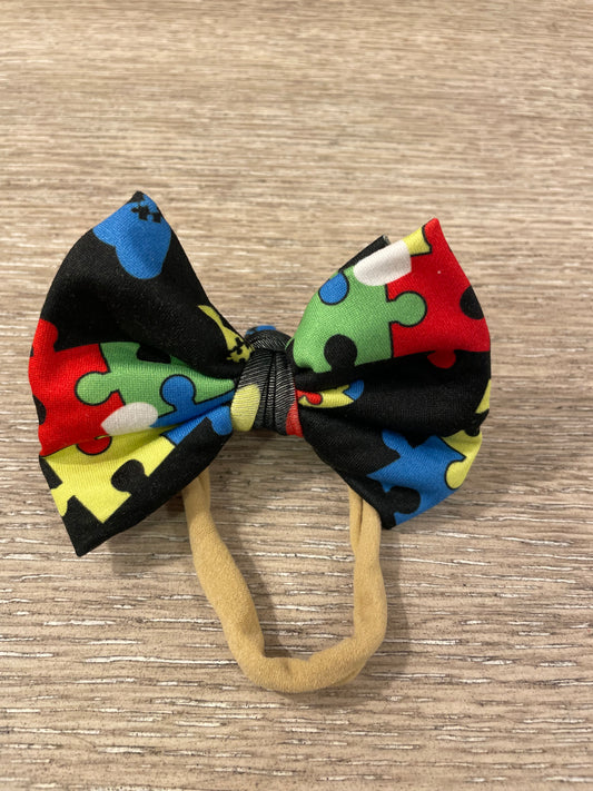 Puzzle piece nylon bow🧡