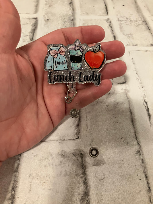 Lunch lady badge reel