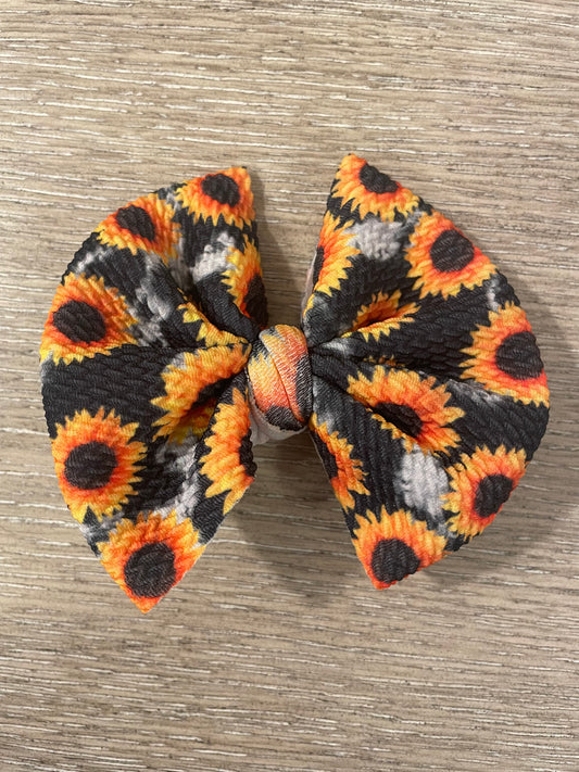 Cow sunflower clip bow