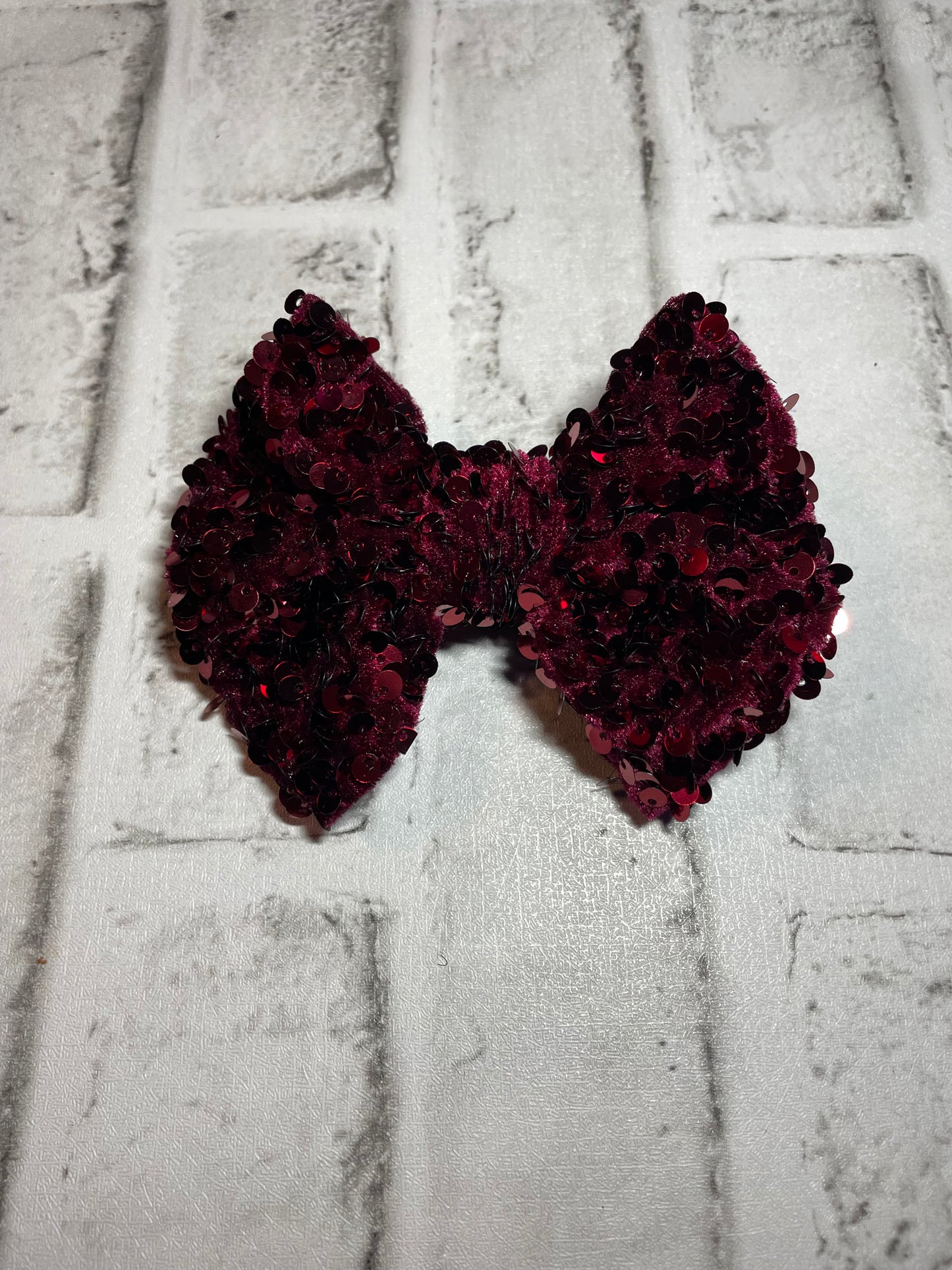 Burgundy clip bow