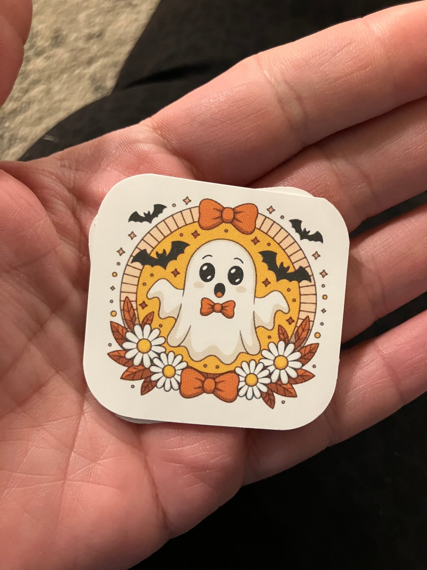 Orange fall ghostly stickers