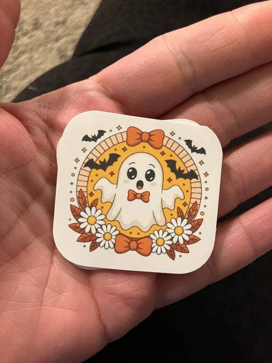 Orange fall ghostly stickers