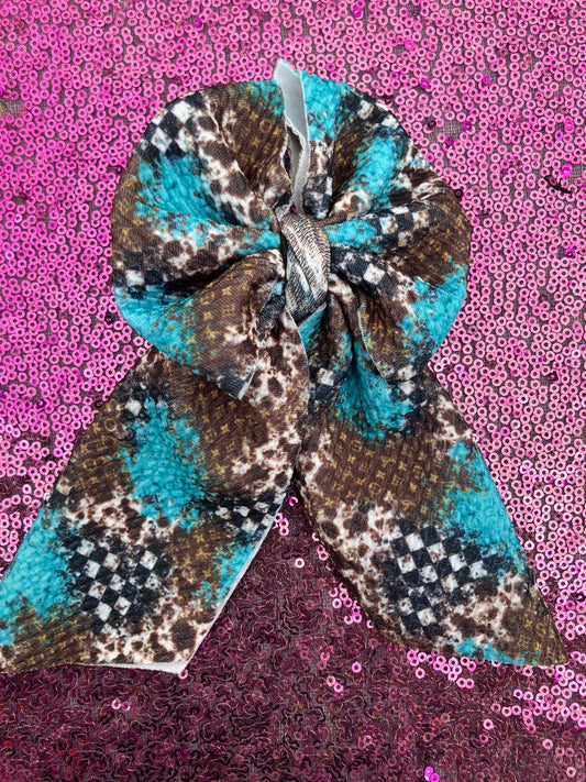 Western turquoise checkered sailor bows