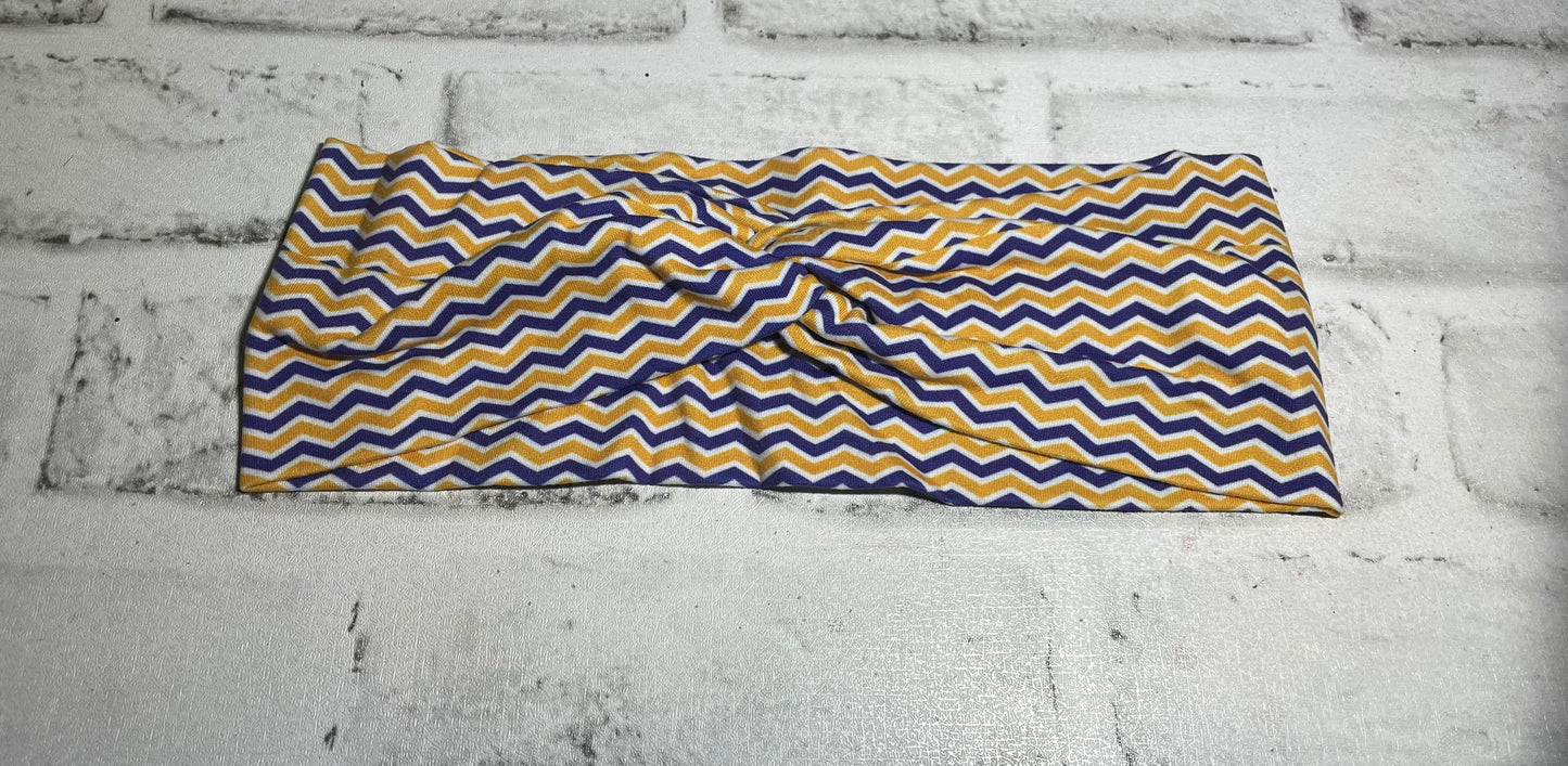 Purple and gold chevron adult headbands