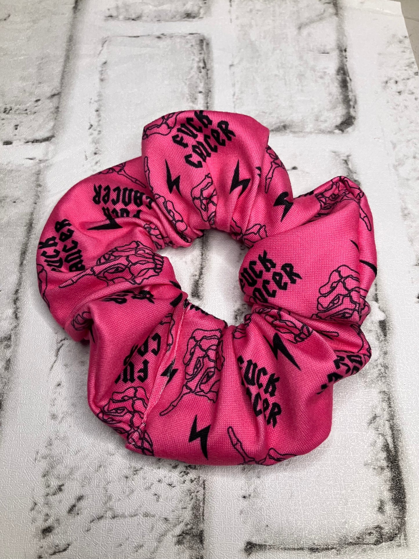 Pink f*ck cancer scrunchies
