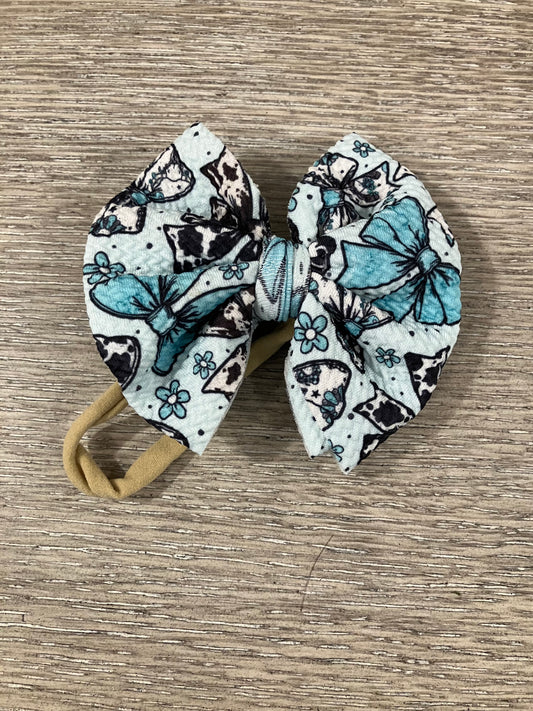 Blue bow cow nylon bow