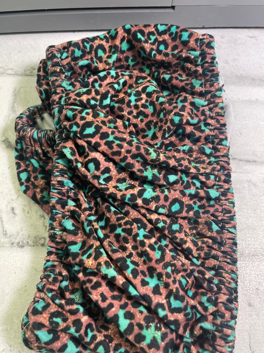 Teal leopard steering wheel cover