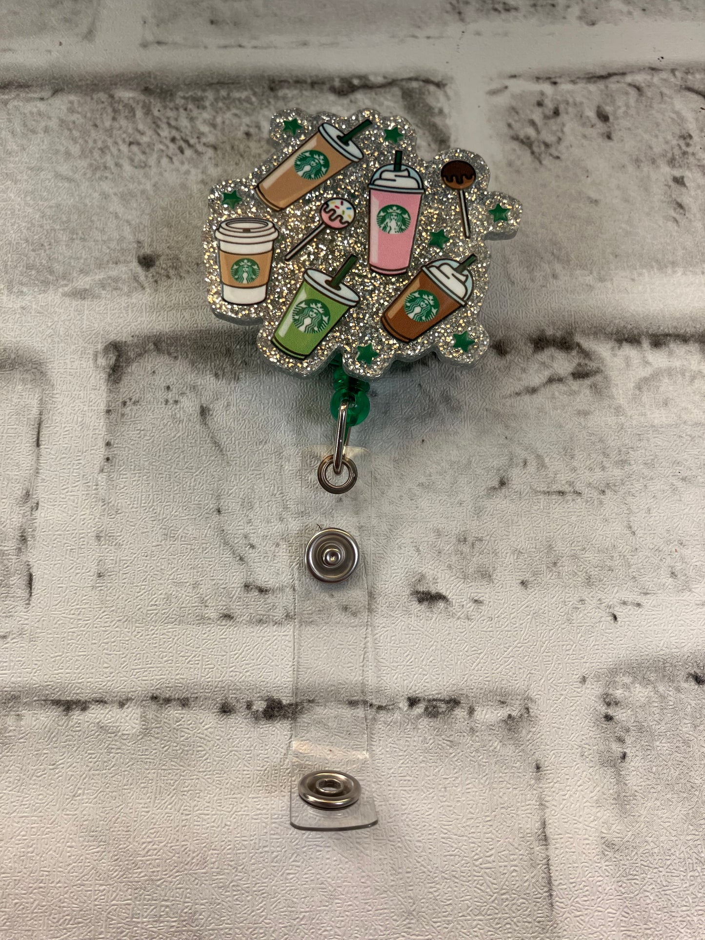 Coffee and pops badge reel