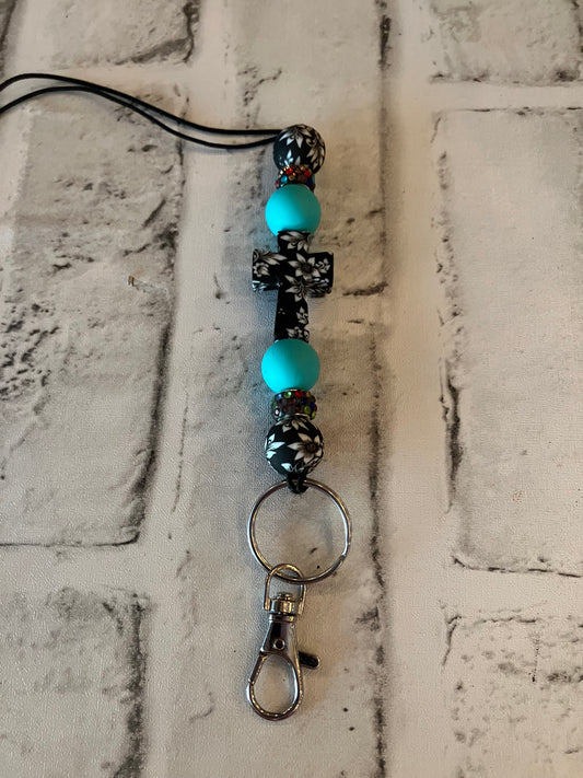 Floral cross car charm