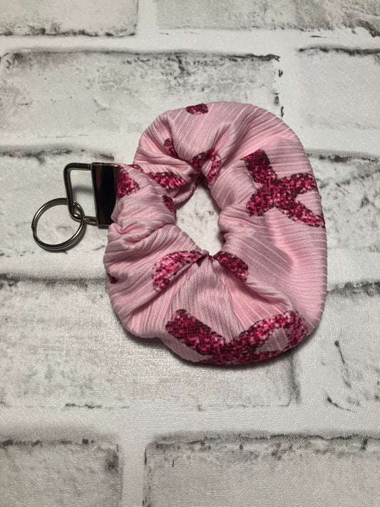 Breast cancer awareness scrunchie keychains