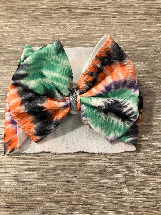 Halloween tie dye newborn bow wrap