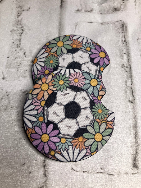 Floral soccer car coasters