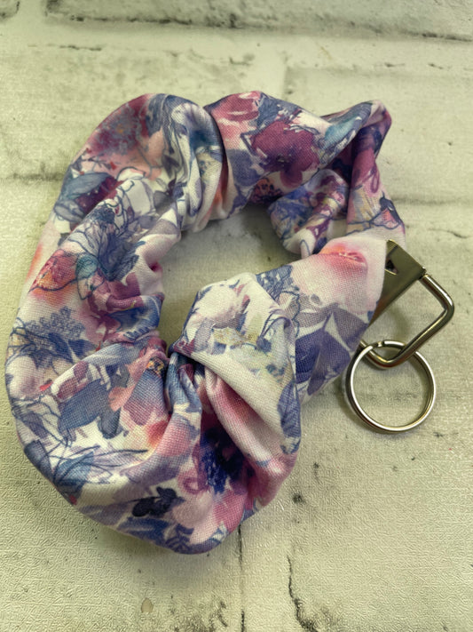 Purple floral scrunchie keychains