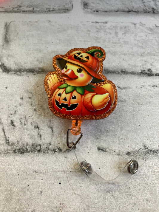 Pumpkin duck badge reel