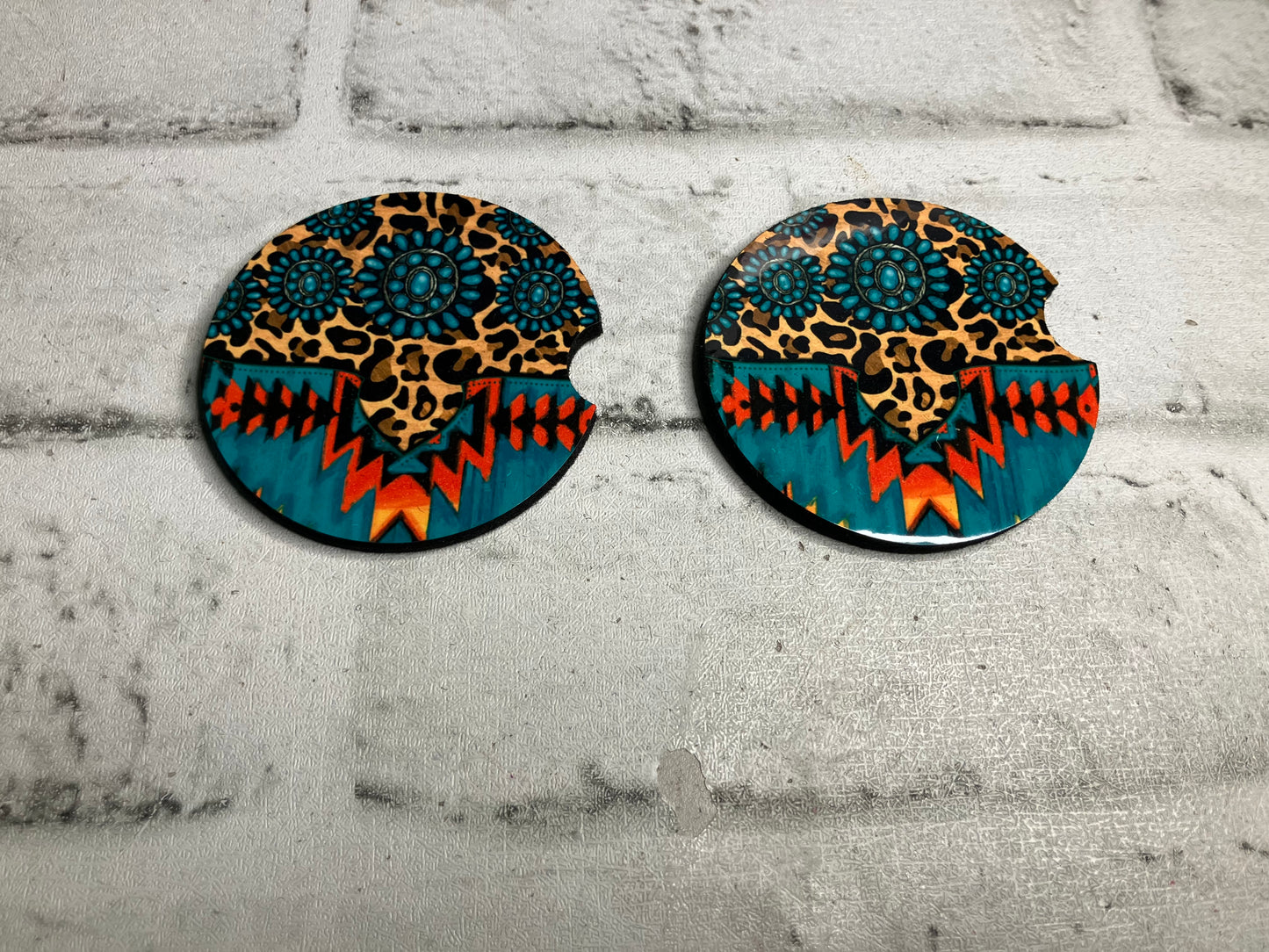 Aztec leopard eagle car coasters