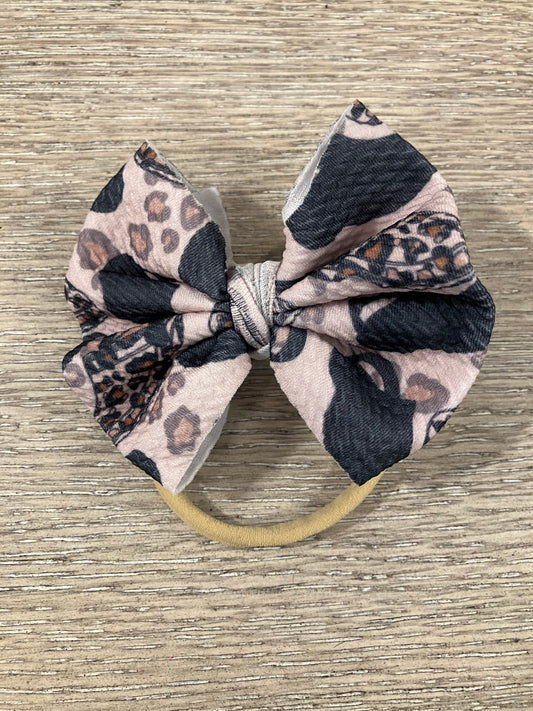 Leopard croc nylon bows