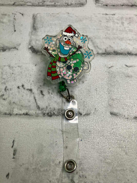 Snowman shaker badge reel