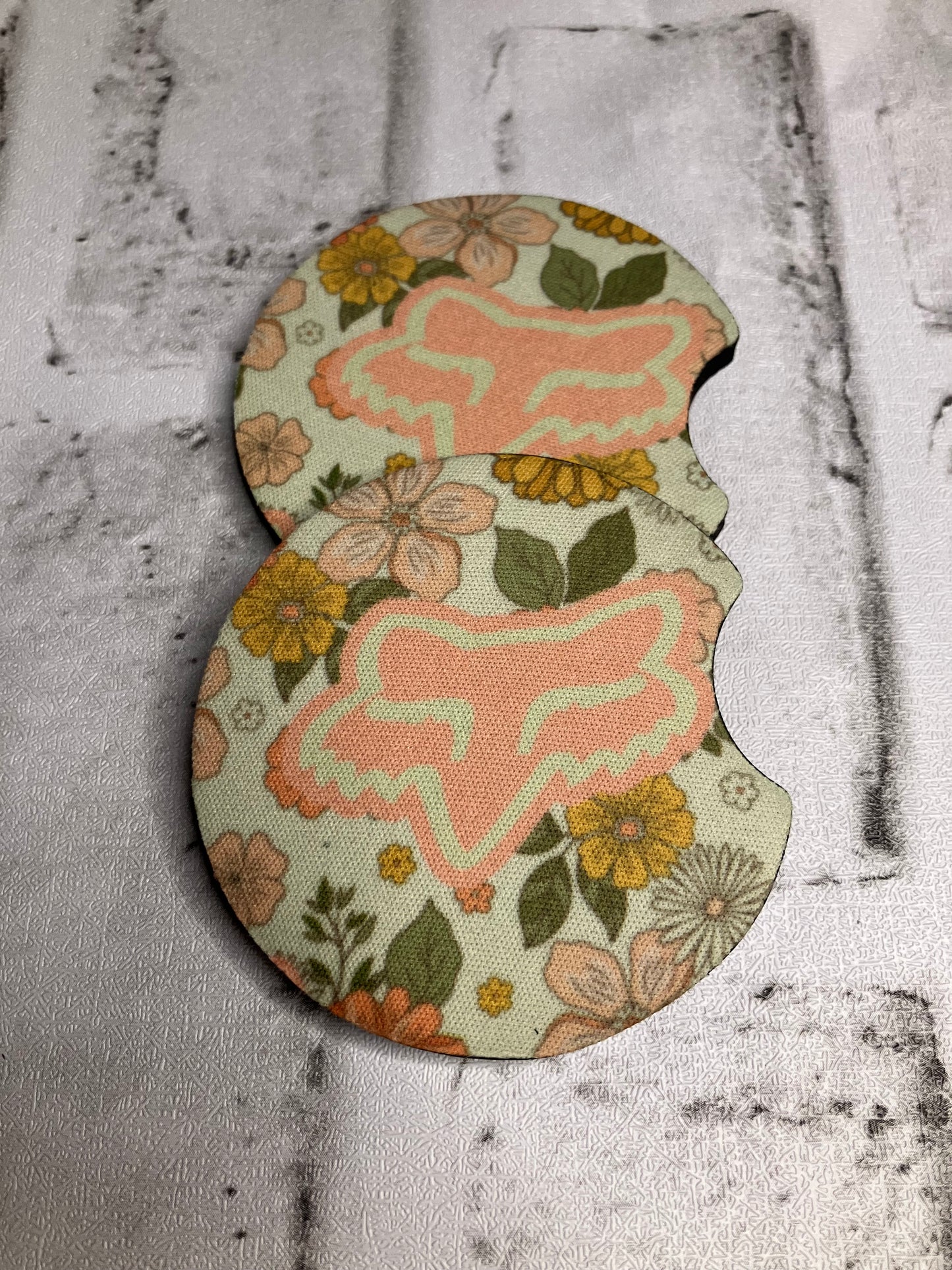 Floral racing car coasters