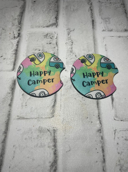 Happy camper car coasters