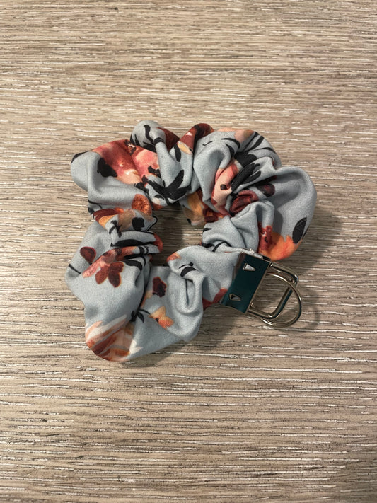 Fall blue floral scrunchie keychains