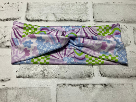 High end purple blue green child headbands