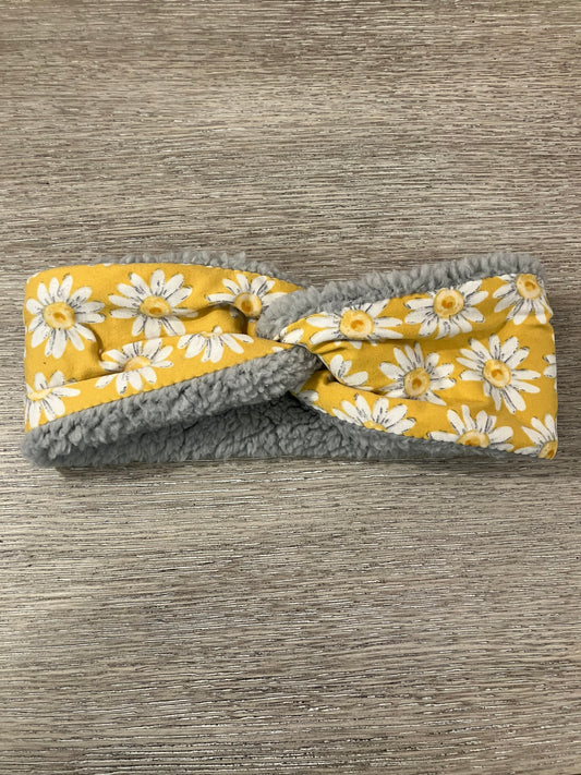 Yellow flowers adult ear warmers
