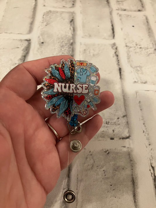 Nurse flower badge reel