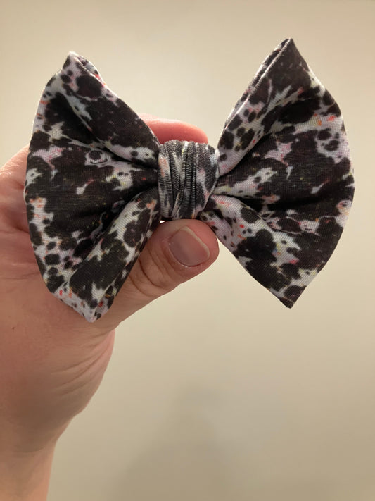 Cow paint splatter clip bows