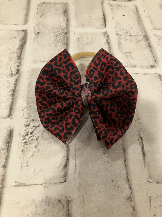 Leopard dark nylon bow