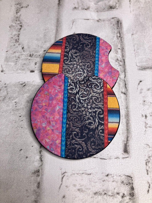 Western serape car coasters