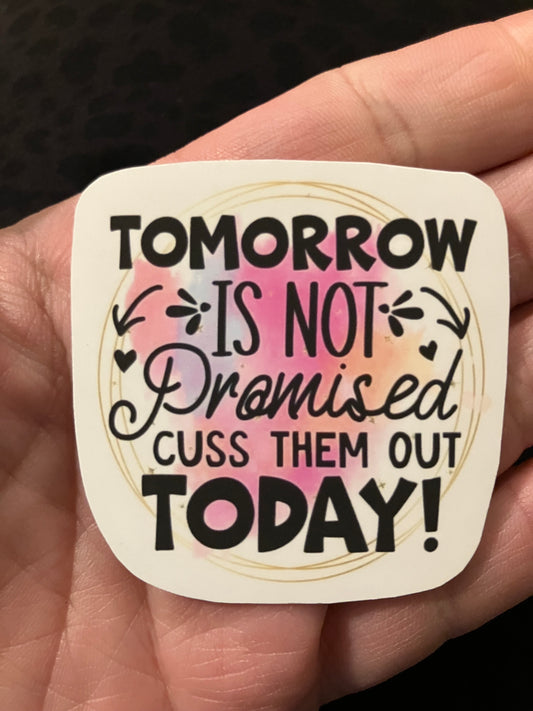 Tomorrow is not promised cuss them out today stickers