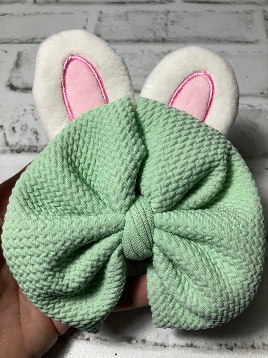 Light green Easter clip bow bunny ears