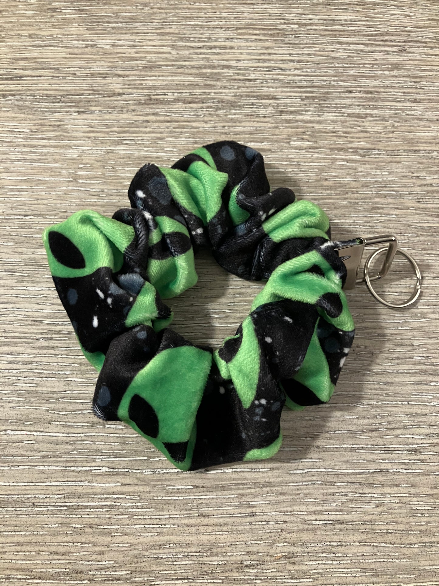 Alien velvet scrunchie keychains